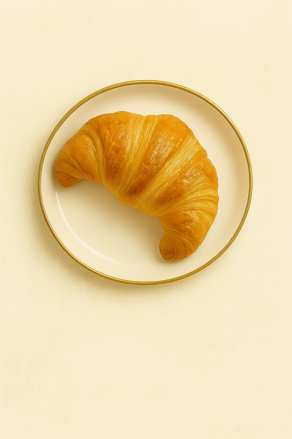 Croissant français sur assiette blanche